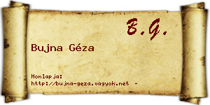 Bujna Géza névjegykártya